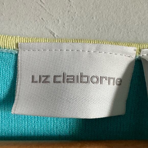 Liz Claiborne Bright Green & Blue Knit Cardigan - Picture 5 of 8